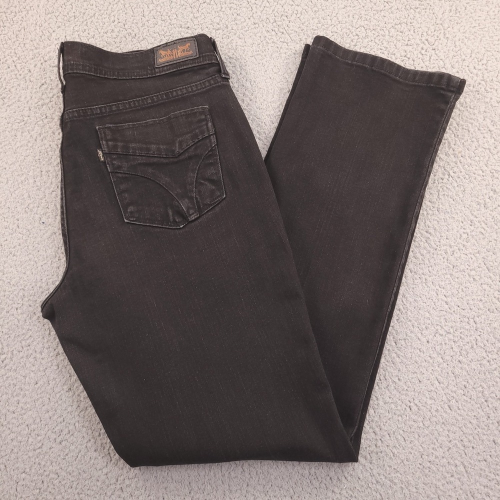 LEVIS 505 Jeans Womens Size 10 Straight Leg Mid Rise Black Stretch Denim 31x31